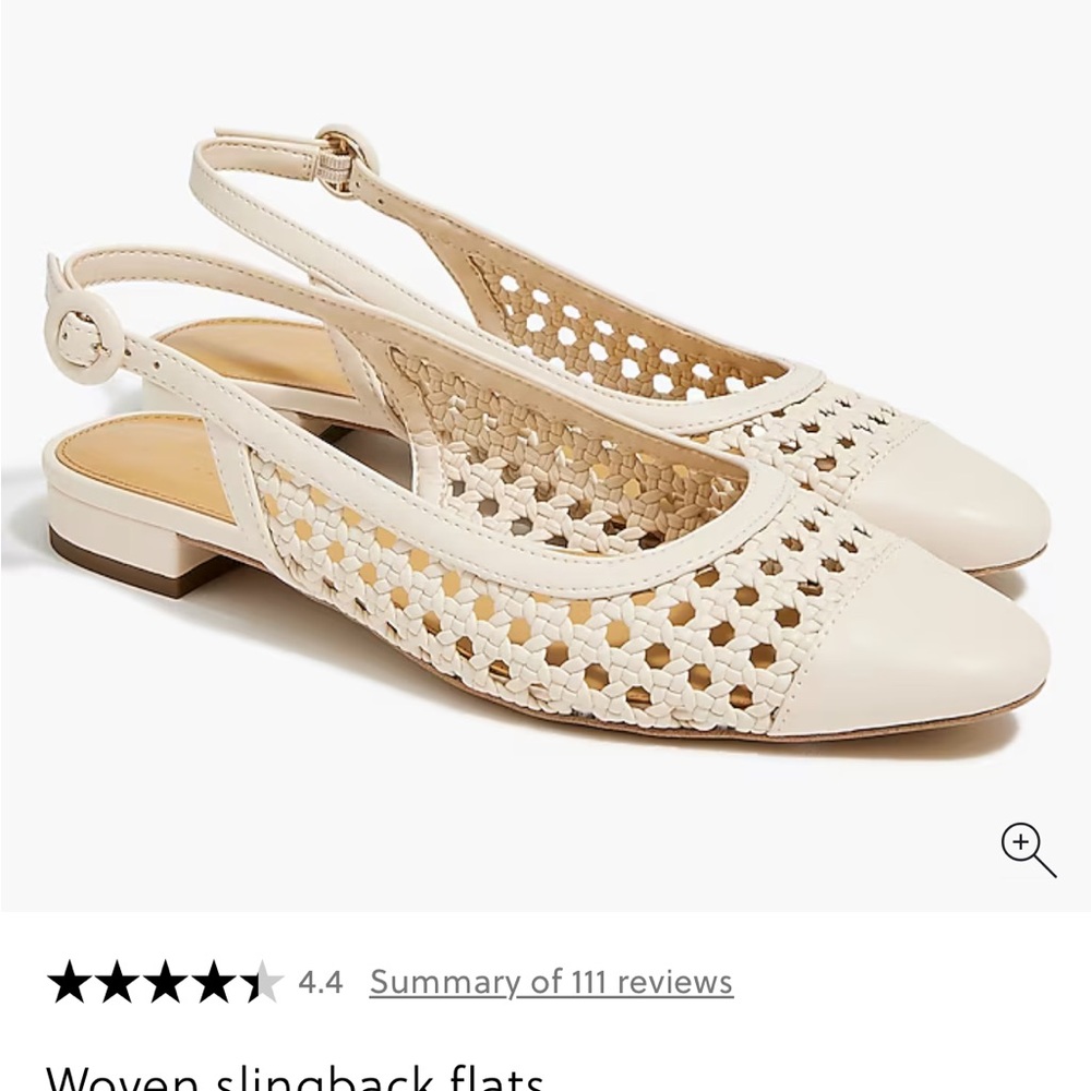 JCrew Cream Woven Slingback Flats